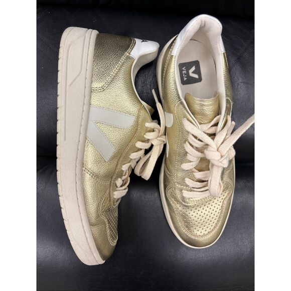 Veja V-10 LEATHER PLATINE PIERRE sneaker women’s Sz 9, $180 - Picture 3 of 10